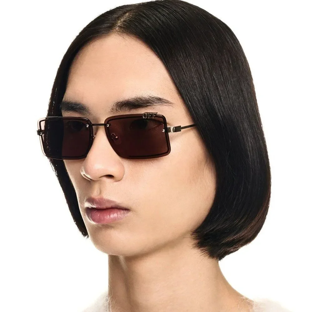 SALE!!! Off-White TAMPA Men Sunglasses Gold Brown Rectangular OERI13N TAMPA 7664